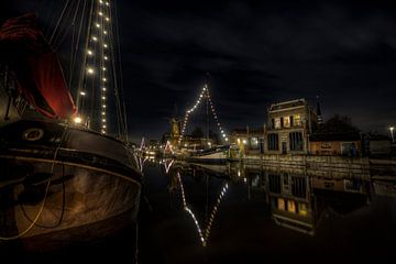 The old harbor of Gouda by Eus Driessen