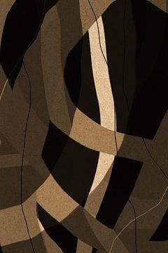 Modern abstract minimalistisch retro kunstwerk in bruin, beige, zwart I van Dina Dankers