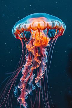 Gloeiende kwallen in de oceaan van Poster Art Shop