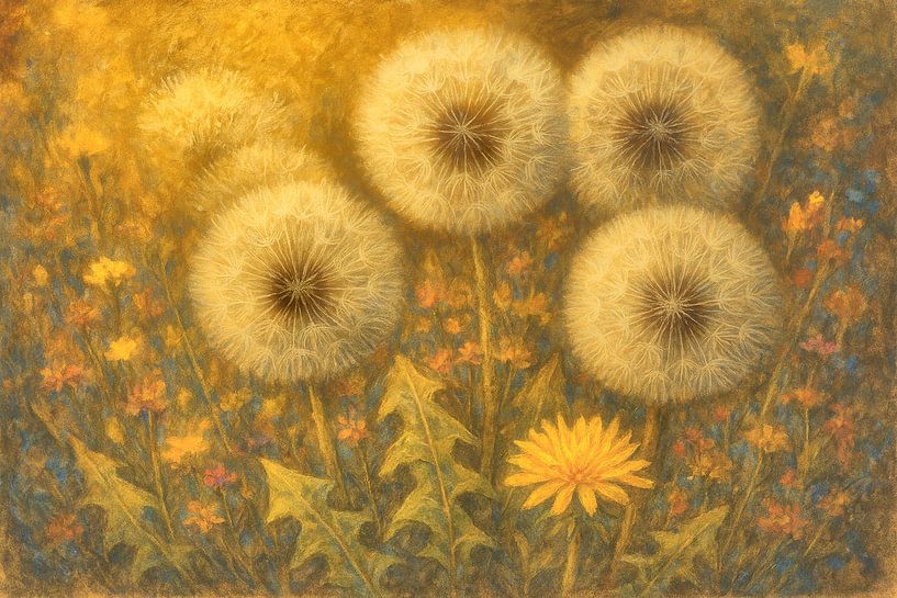 Dandelions with dandelion blossom by Claudia Gründler