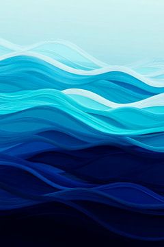 Abstracte golven in blauwtinten van Poster Art Shop