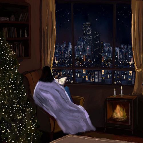 Gezellige kerstavond in de stad