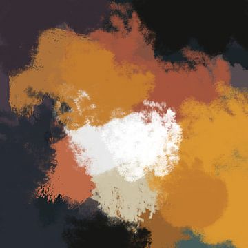 Herbstträume. Abstrakte bunte Malerei in weiß, orange, rot, lila und schwarz. von Dina Dankers