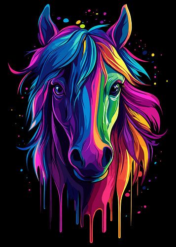 Colour explosion: abstract horse portrait with rainbow effect