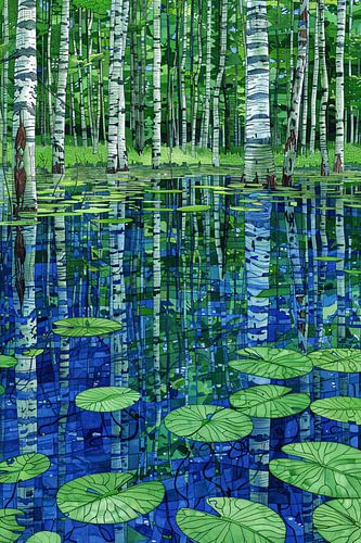 Bos en waterlelies kunst in modern design