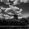 Molen bij Kinderdijk in zwart wit van FotoGraaG Hanneke