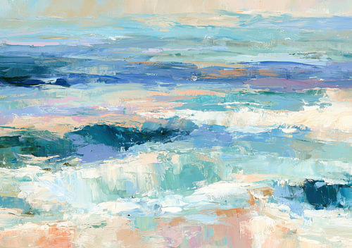 Abstract ocean waves in pastel colours by Niklas Maximilian