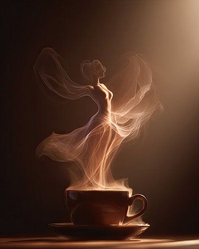 Koffie of cappuccino abstract met vrouwenfiguur