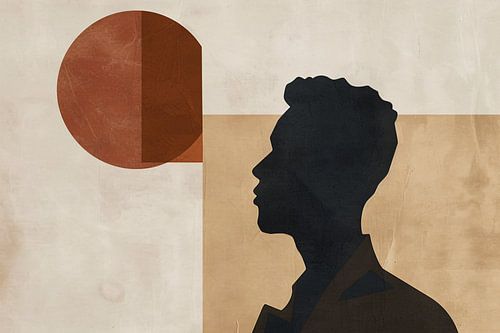 Abstract menselijk silhouet met geometrische achtergrond