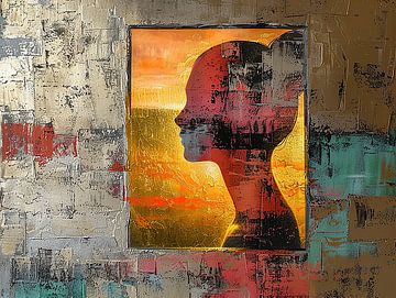 Vrouw Silhouet | Abstract Vrouw met Kleuren van Kunst Kriebels
