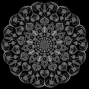 Mandala de formes, lignes et points de coeur sur Andie Daleboudt