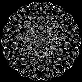 Mandala van hartvormen, lijnen en punten