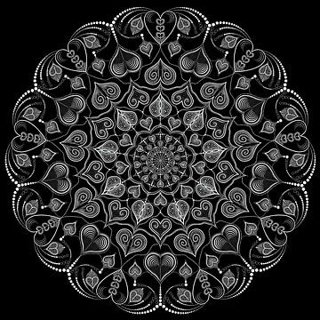 Mandala van hartvormen, lijnen en punten van Andie Daleboudt