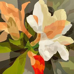 Zarte Blumen in abstrakten Formen und Farben