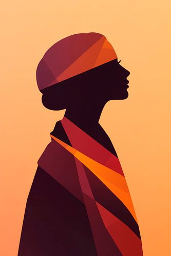 Silhouet van een vrouw in de kleur horizon