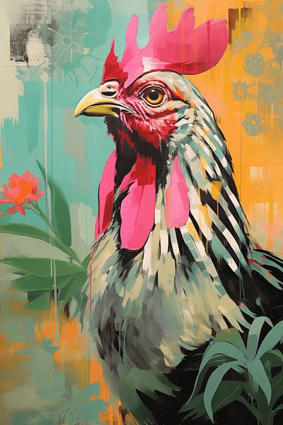 Coq coloré par NJ Midnight Studio
