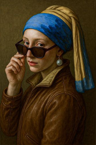 Perlenmädchen mit Sonnenbrille