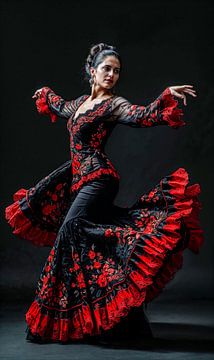 Flamenco Fervor: Echo's van passie van Klaus Tesching - Art-AI