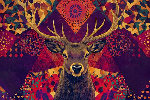 Kleurrijk hert in abstracte stijl