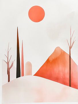 Abstract landschap met zon