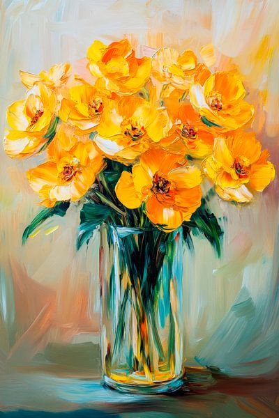 Gelbe Blumenvasen von Poster Art Shop