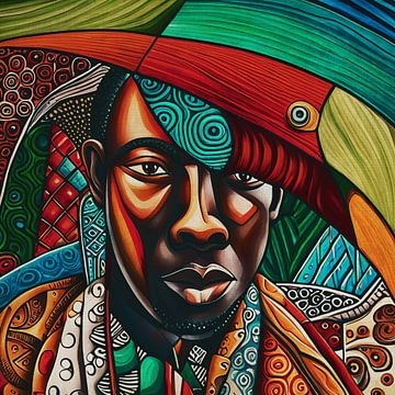 Afrikaanse man in felgekleurde kleding van Jan Keteleer