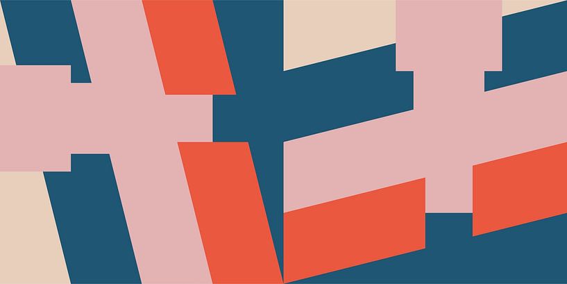 Geometric landscape in retro colors. Modern abstract minimalist art V by Dina Dankers