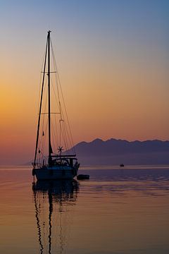 Sailing boat at sunrise by Stef Heijenk