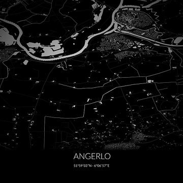 Black-and-white map of Angerlo, Gelderland. by Rezona