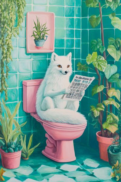 Détente animale dans la salle de bain par Poster Art Shop
