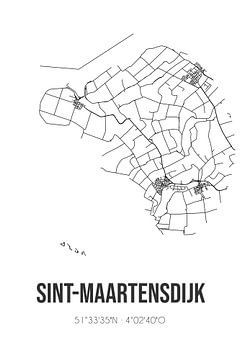 Sint-Maartensdijk (Zeeland) | Karte | Schwarz-Weiß von Rezona