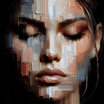 Close Up Vrouw Olieverf