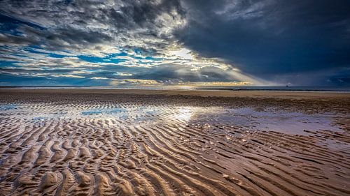 Ocean view with beach and clouds over the North Sea by eric van der eijk