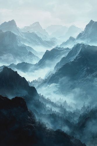 Blauwe stilte tussen bergwanden