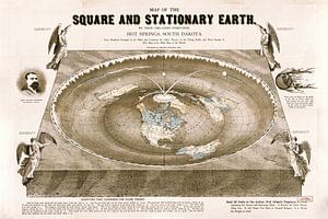 Wereldkaart van een Platte aarde: Map of the square and stationary earth