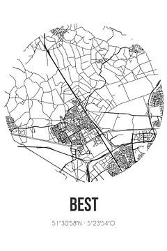 Best (Noord-Brabant) | Landkaart | Zwart-wit van Rezona