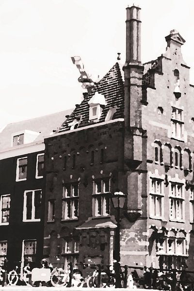 Abstract Amsterdams grachtenpand met trapgevel van Diana Smits
