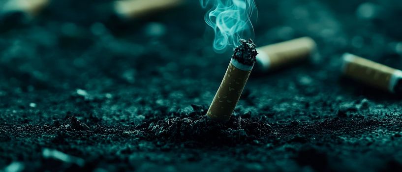 Zigarettenreste in düsterer Umgebung von Poster Art Shop