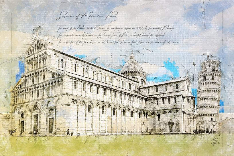 Piazza dei Miracoli, Pisa van Theodor Decker