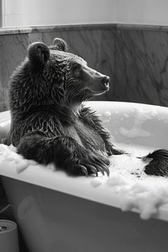 Bathroom picture: Bear in bubble bath by Felix Brönnimann