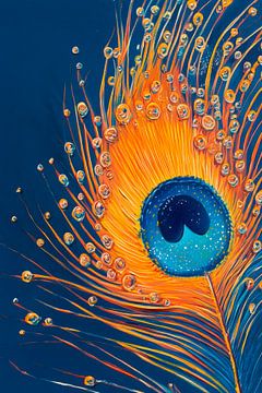 Peacock feather with water droplets by Poster Art Shop