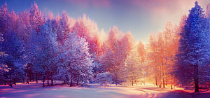 Magische Winterlandschaft mit Bäumen und Schnee Illustration 02