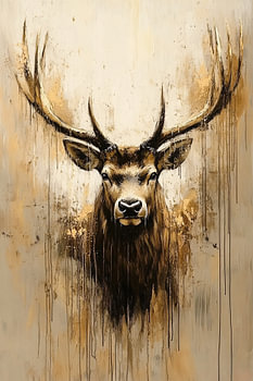 Majestätischer Hirsch mit abstraktem Geweih