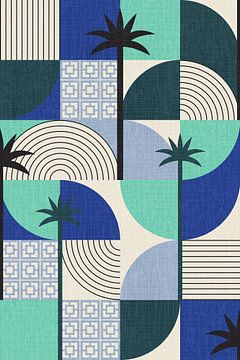 Palm Springs Desert Shapes And Palms Ocean Blue by Alexandra Weise