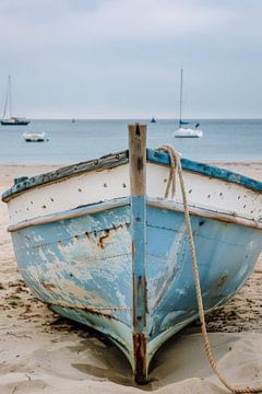 Verlaten boot op het strand van Poster Art Shop