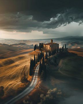 Mystieke lucht boven Toscane van fernlichtsicht