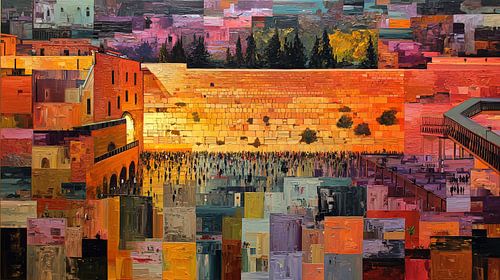 Panorama abstrait du Mur occidental (Mur des Lamentations) à Jérusalem