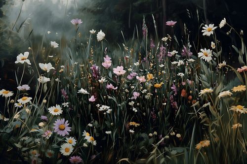 Wilde Blumenwiese im sanften Morgenlicht