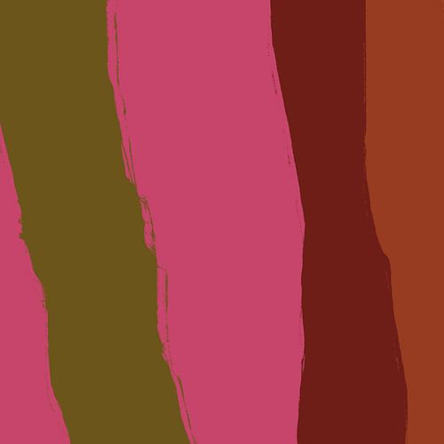 Moderne abstracte lijnen in mosgroen, neonroze en warm bruin