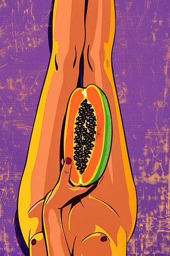 Women's legs with papaya | Humorous pop art nude